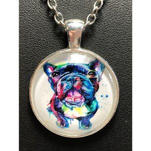 French Bulldog 3D Effect Portrait Pendant Necklace Print of Shaunna Russell